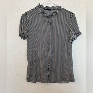 T Tahari Black & White Ruffle Blouse